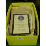 Box of ephemera including anatomical charts, First War period postcards, photographs,
