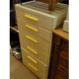A painted 6-drawer narrow chest.