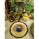 Various Studio pottery, including a Richard Wilson hen, height 5", a Campden pottery vase,