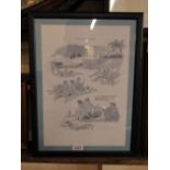 Posy Simmonds, cartoon print, beach scene,