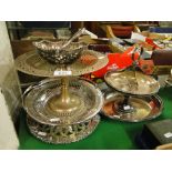Silver plated swing handled baskets, trays, etc.