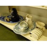 Victorian blue and white meat plate, a Beefeater bar jug, toast rack, teapot, etc.