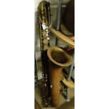 A Vintage Jefferson Master brass baritone saxophone.