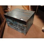 A small stained pine blanket box.