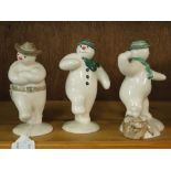 3 Royal Doulton snowman figures, cowboy, the snowman, and the snowman snow balling, (3).