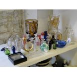 A Bohemian glass 2-handled vase, scent bottles, snuff bottles, etc.