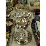 Silver plated entree dishes, tureens, etc., (4).
