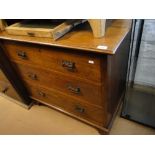 A square oak 3-drawer chest.