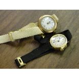 2 lady's 9ct gold wristwatches.