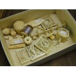 Collection of 19th century ivory and bone sewing items.