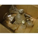 Various cut-glass and silver mounted scent bottles, toilet jars, (5).