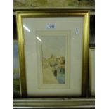 Watercolour,Venetian canal scene, monogrammed E W,