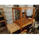 A Danish 2-tier trolley and a wicker hall table.