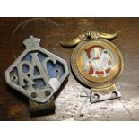 An early RAC car badge and a Royal Order of Buffaloes badge