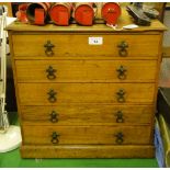 A satinwood tabletop collectors chest of 5 drawers with brass drop handles