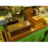 Inlaid tea tray and box, cigarette dispensers, etc.