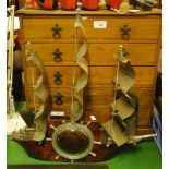 Ship design clock with metal sails