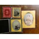 Three Victorian framed and cased daguerreotypes