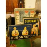 Pair of vintage card Dubonnet display stands and another (3)