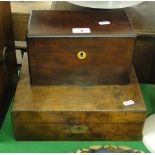 Antique burr walnut box and a mahogany box