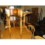 Reproduction yew wood console table & tripod table (2)