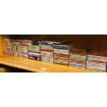 A shelf of CD's.