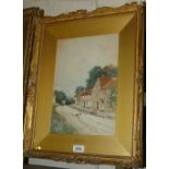 Arthur Mills, watercolour, rural street scene, "The Carrier," signed, 14" x 9", framed.