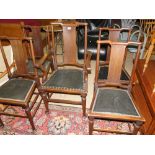 A set of 5 Edwardian mahogany William Morris Hampton Court chairs, with turned legs and pad feet,