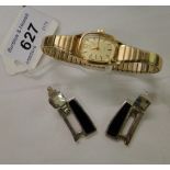 Mexican silver earrings & a wrist watch