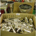 Large quantity of mixed silver plated cutlery,