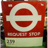 Vintage enamel Bus Stop Request sign.