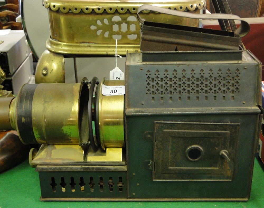 Brass mounted Antique magic lantern.