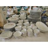 Noritake porcelain dinner service in "Rosemarie" pattern, matching coffee and teaset.