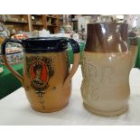 Victorian Doulton Commemorative jug and a Royal Doulton Queen Mary tyg.