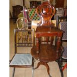 Stained beech folding chair, Victorian hall chair,