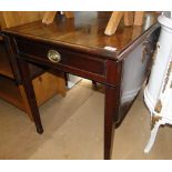A 19th century mahogany Pembroke table with end frieze drawer on square tapered legs.
