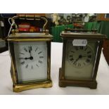 French brass carriage clock retailer Mappin & Webb and another brass carriage clock, (2).