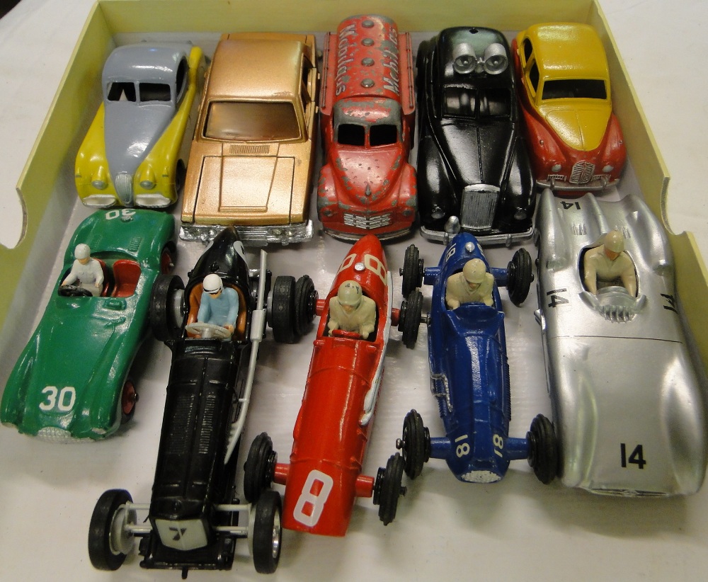 Dinky Toys Aston Martin racing car, Ford Zodiac, etc.