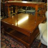 A Yew wood coffee table & a cherrywood 2 drawer table