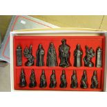 A boxed resin Tudor figures chess set, King height 4.