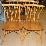 Set of 4 Ercol Chiltern candlestick elm & beech dining chairs c 1950s