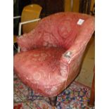 Edwardian upholstered bow arm chair