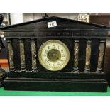 A slate cased large mantel clock with 2-train movement.