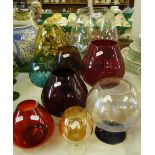 A Collection of 9 large glass brandy balloons.