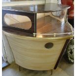 A Vintage retro boat design bar, with glazed upper section and working lights.