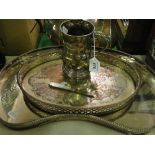 Silver plated kidney shape galleried tray, oval tray,