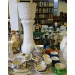 West German jardiniere on pedestal, Royal Cauldon dinnerware, Carltonware bowls, etc.