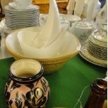 2 Poole vases, a mixing bowl and a vase.