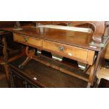 A reproduction mahogany 2 drawer sofa table.