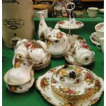 Royal Albert "Old Country Roses," teaset, matching cake stand, etc.